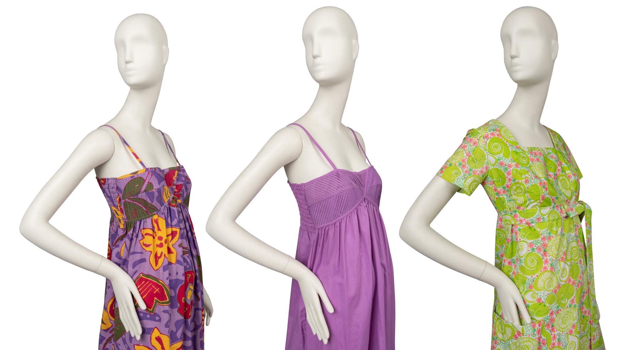 Five Floral Dresses by Oscar de la Renta, Bill Tice and Lilly Pulitzer, 1970-80s