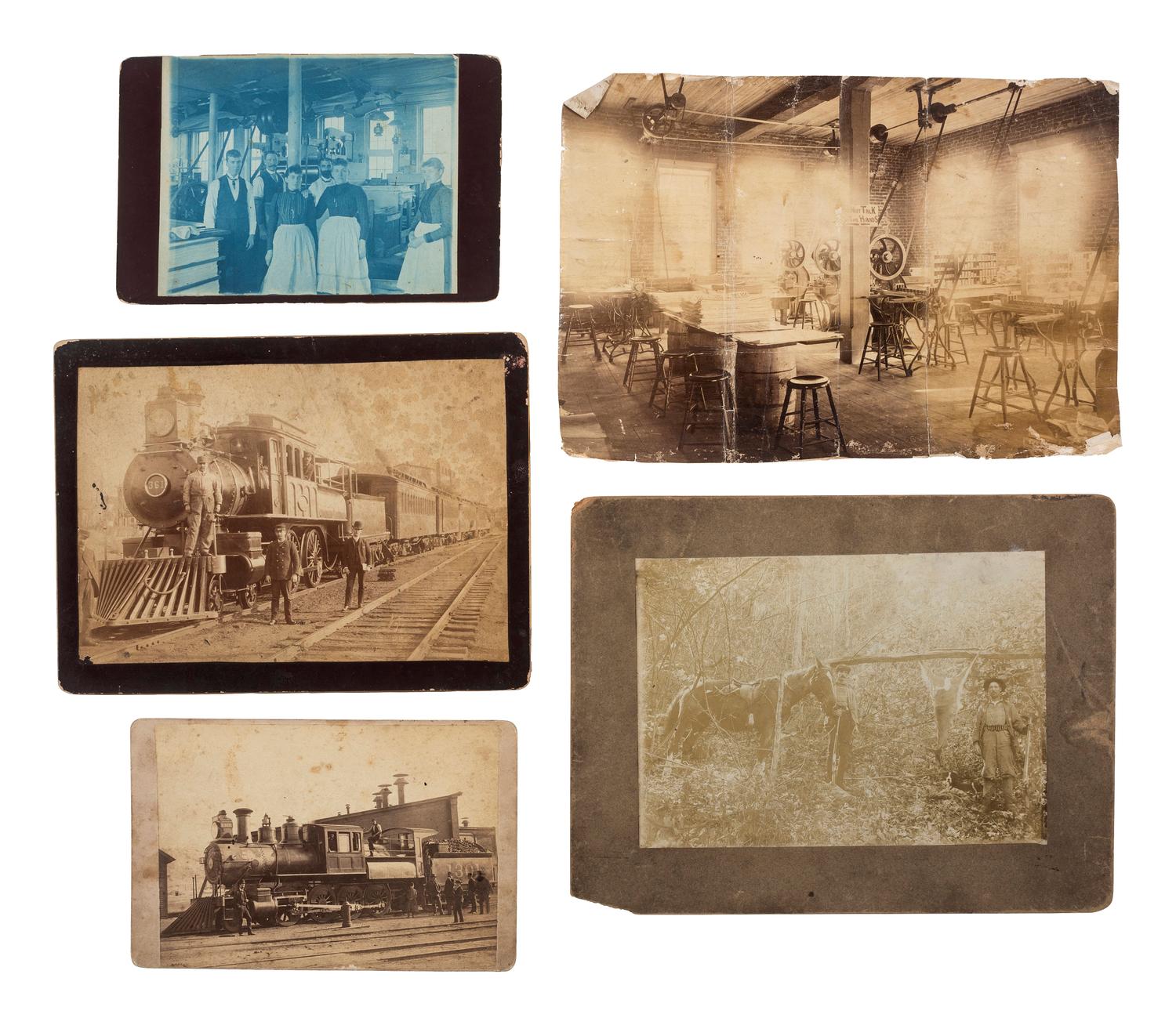 [EARLY PHOTOGRAPHY - OCCUPATIONAL]. A group of photographs of hunters and occupational subjects.