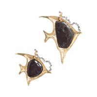 COLLECTION OF BOULDER OPAL AND DIAMOND FISH PENDANTS