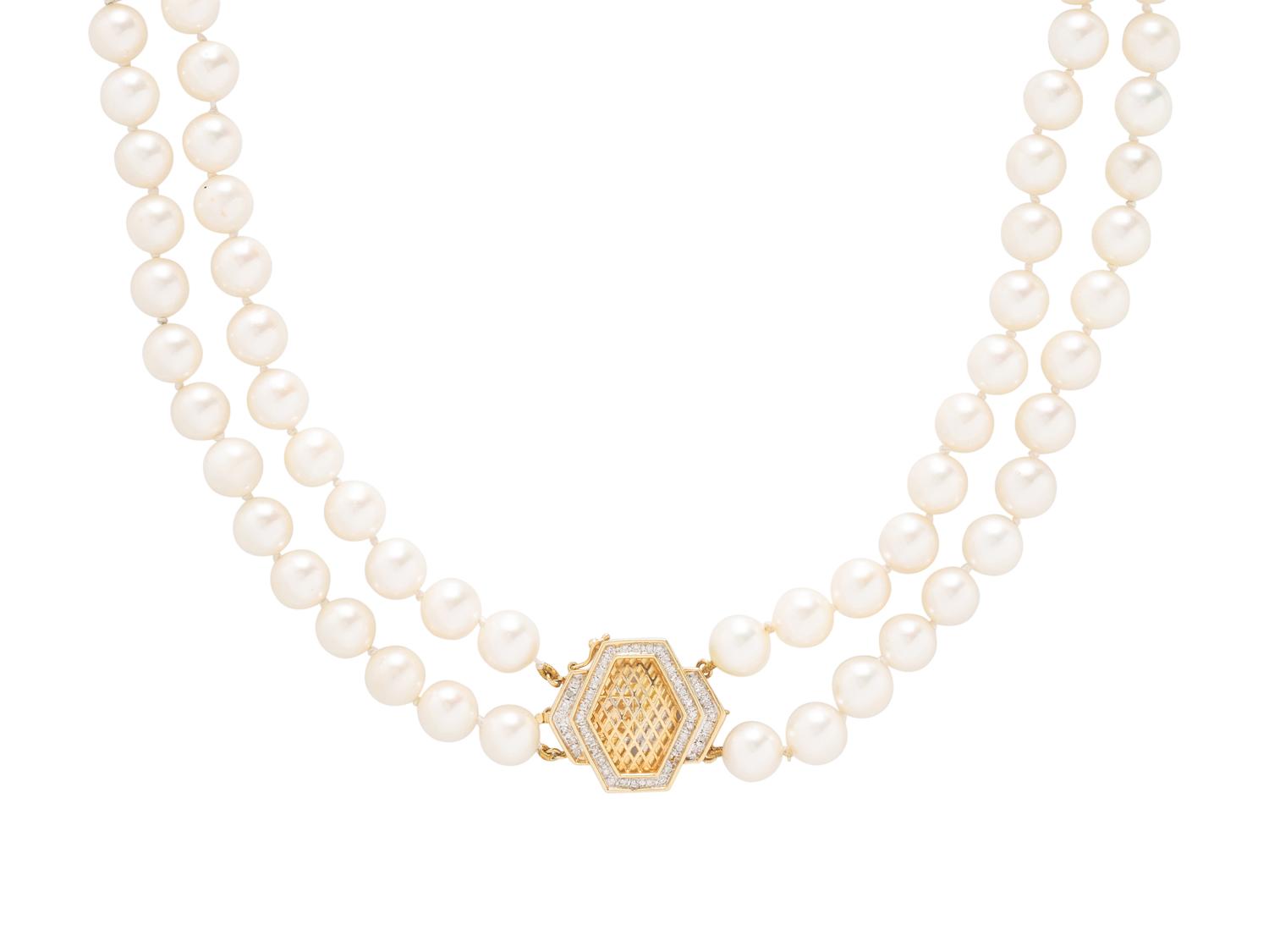 DOUBLE STRAND CULTURED PEARL NECKLACE