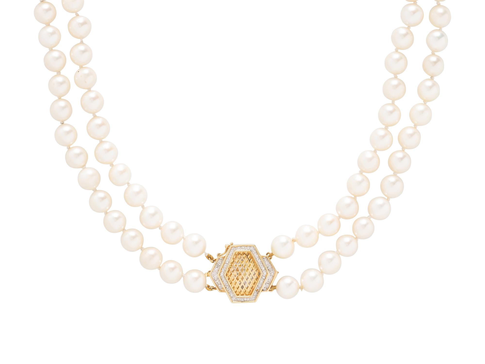 DOUBLE STRAND CULTURED PEARL NECKLACE