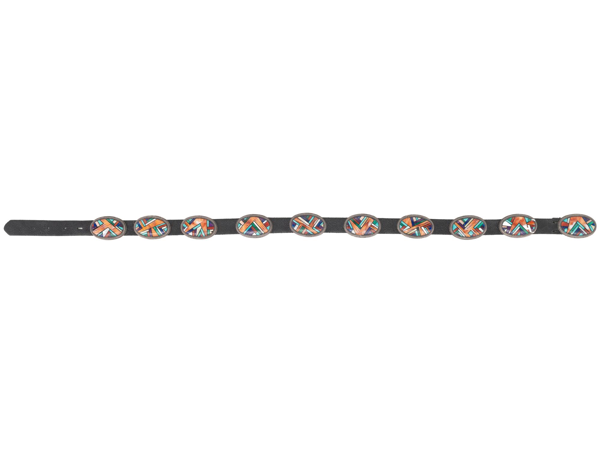 Sterling Silver and Mosaic Inlay Concha Belt