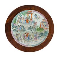 A Chinese Carved Rosewood Center Table with Famille Verte Porcelain Inset Top — LATE 19TH/EARLY 20TH CENTURY