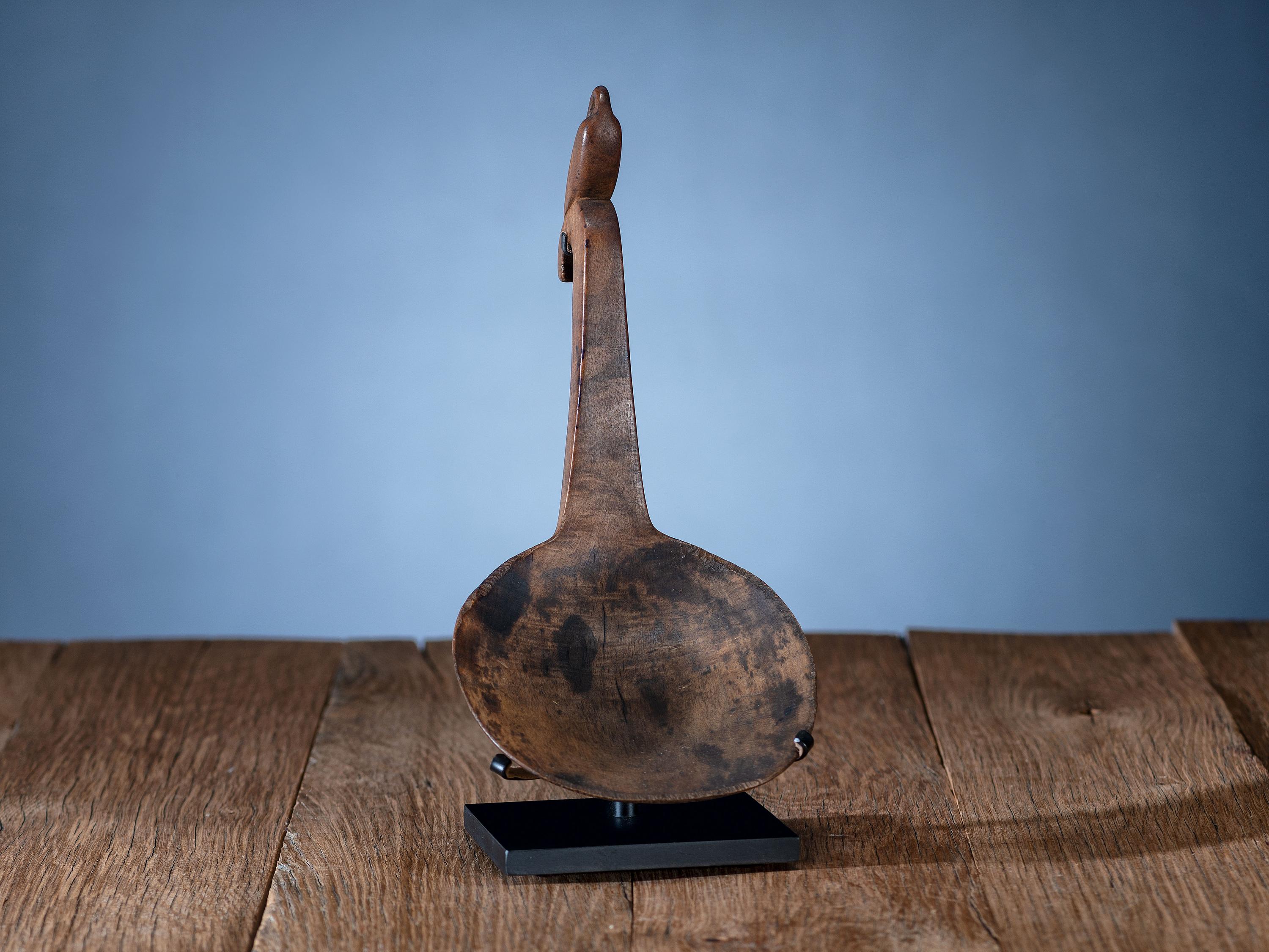Eastern Woodlands Maple Ladle, with Swan Effigy