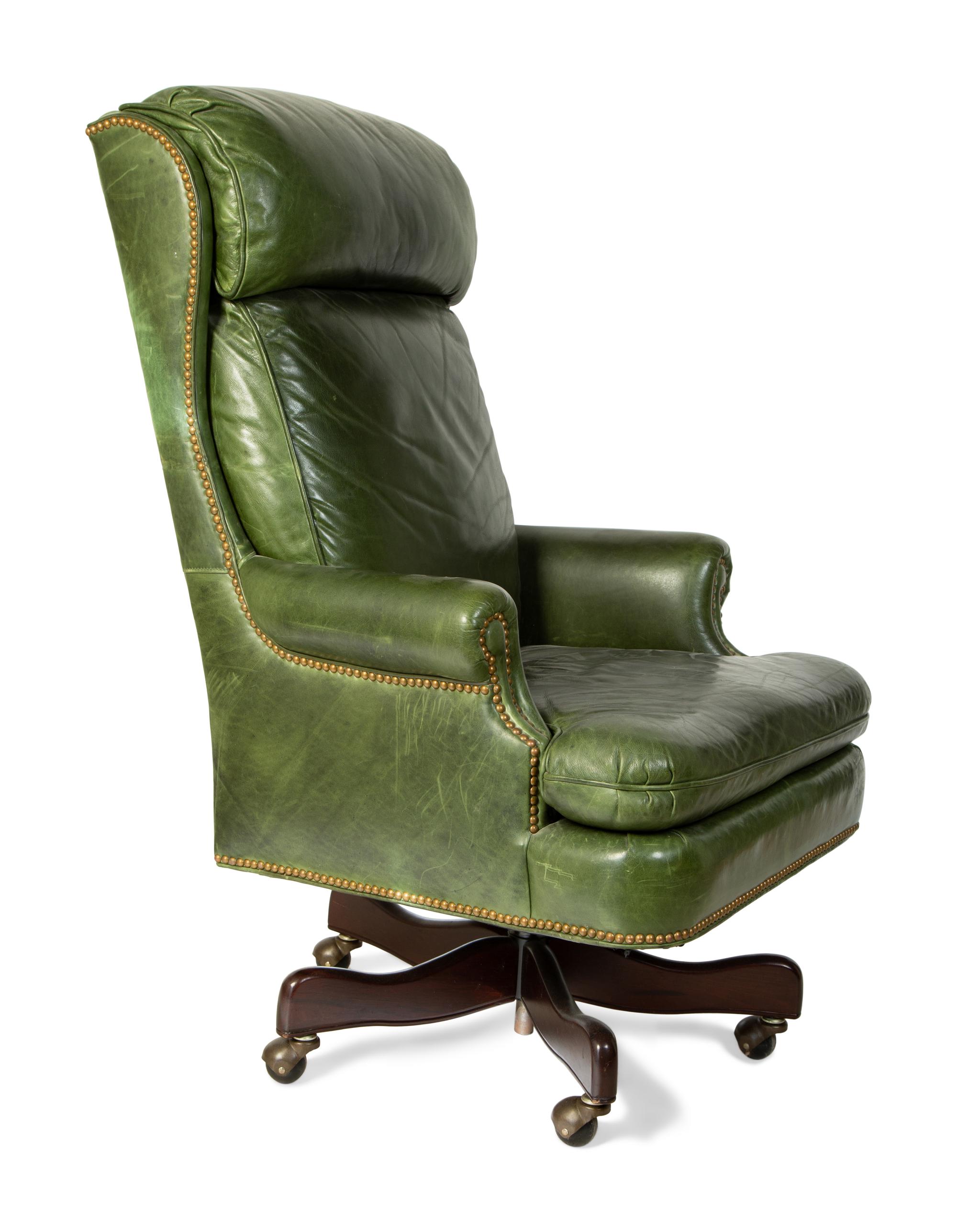A Green Leather Office Chair — HANCOCK AND MOORE, 20TH CENTURY