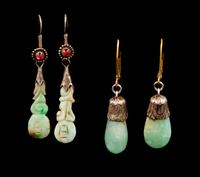 Two Pairs of Chinese Jadeite Earrings