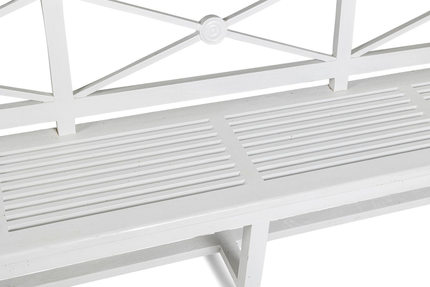 A White-Painted Wood Garden Bench
