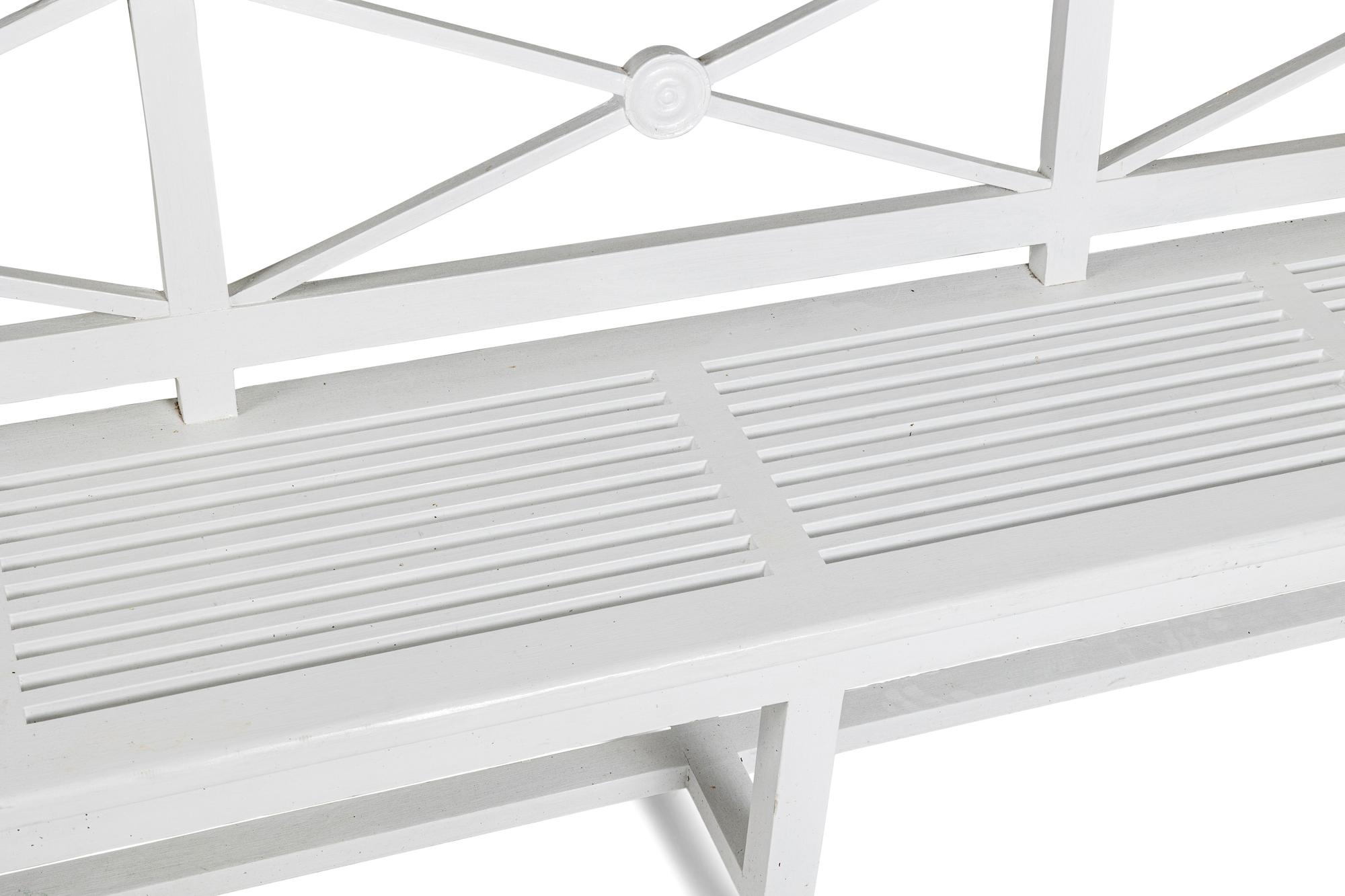 A White-Painted Wood Garden Bench