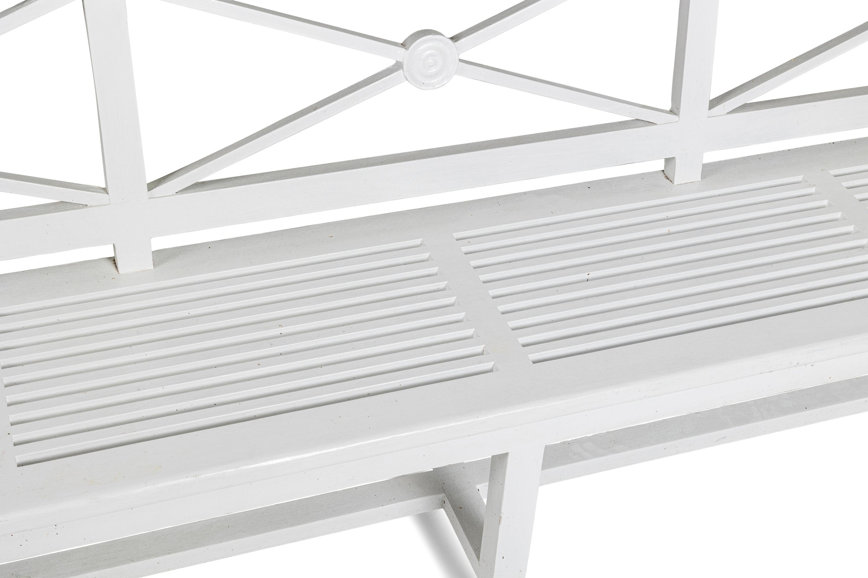 A White-Painted Wood Garden Bench