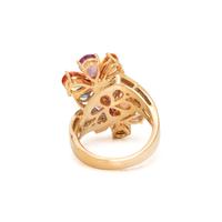 MULTICOLOR SAPPHIRE AND DIAMOND FLOWER RING