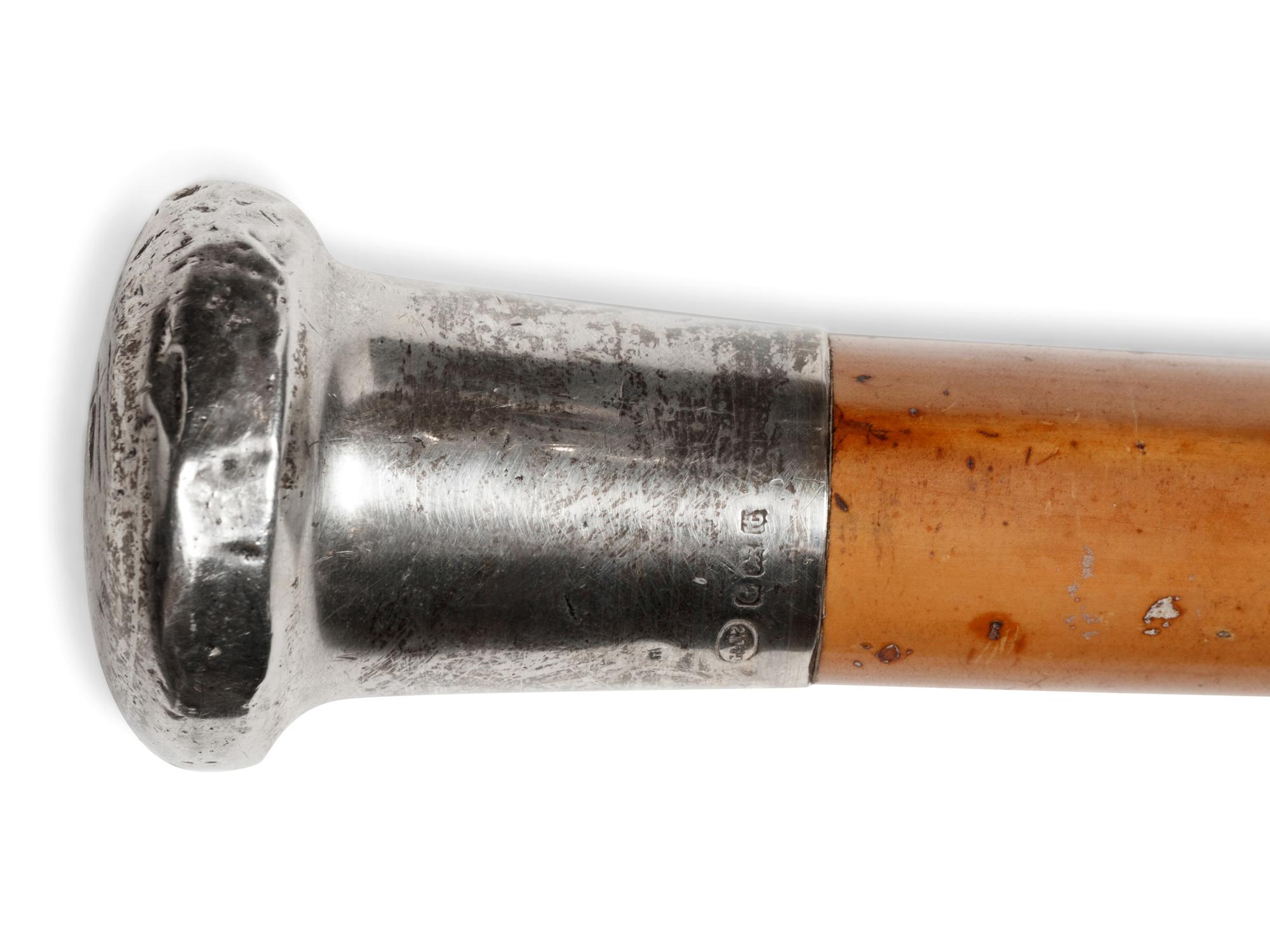 A English Silver Mounted Malacca Scrivener's 'System' Walking Stick