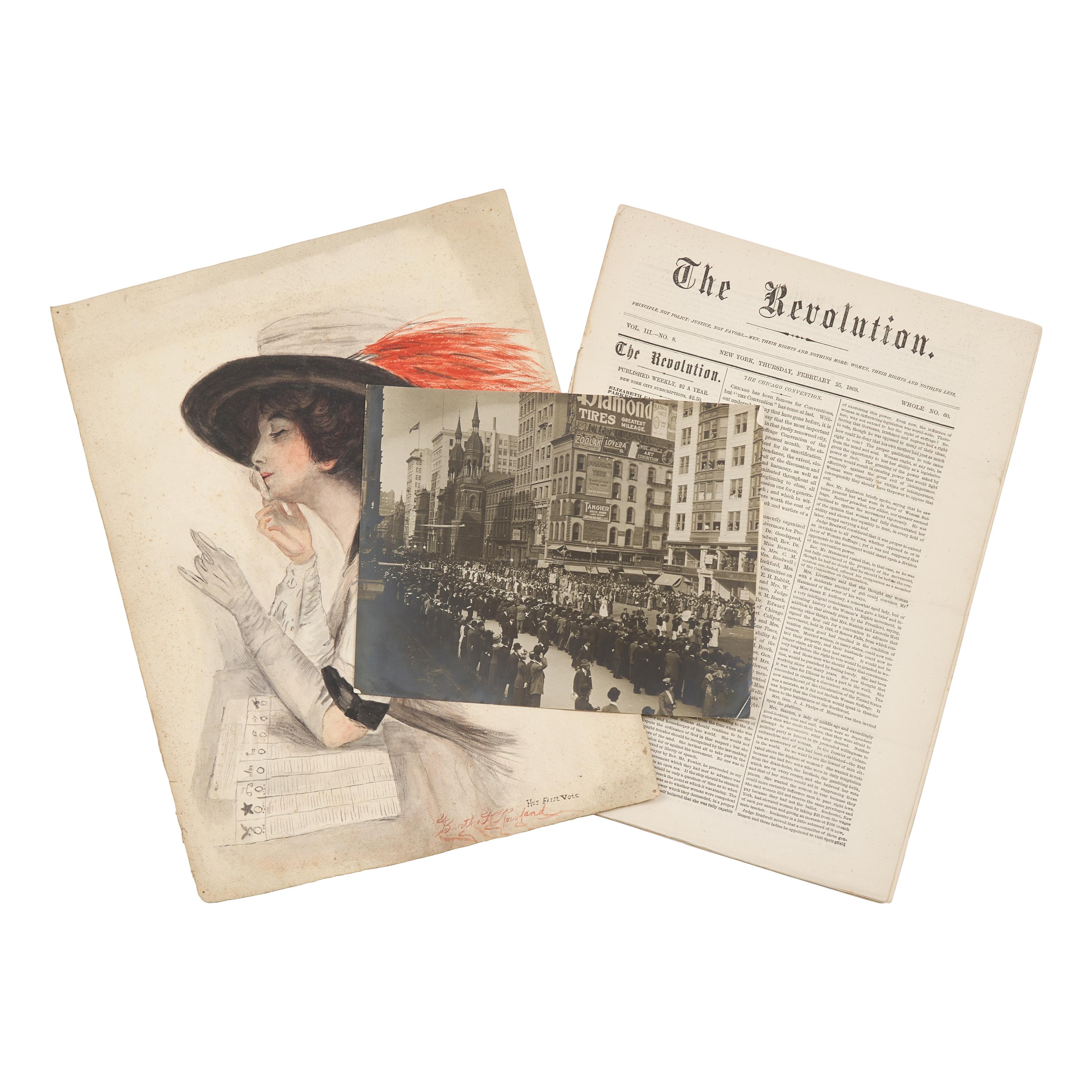 [Women's Rights] Group of 3 Items Related to Women's Suffrage, ca. 1869-1915