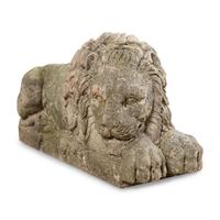 Two Carved Granite Garden Lions
