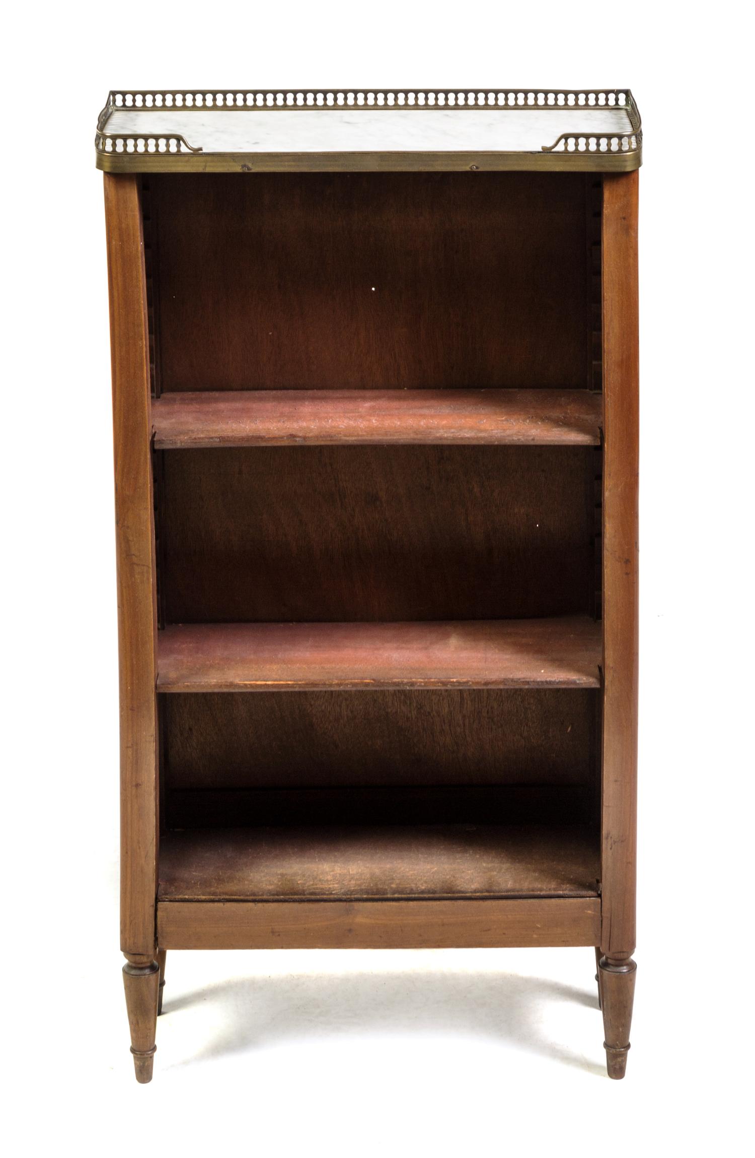 A Louis XVI Style Gilt Metal Mounted Mahogany Bookcase Height 36 x width 20 x depth 7 inches. — LATE 19TH CENTURY