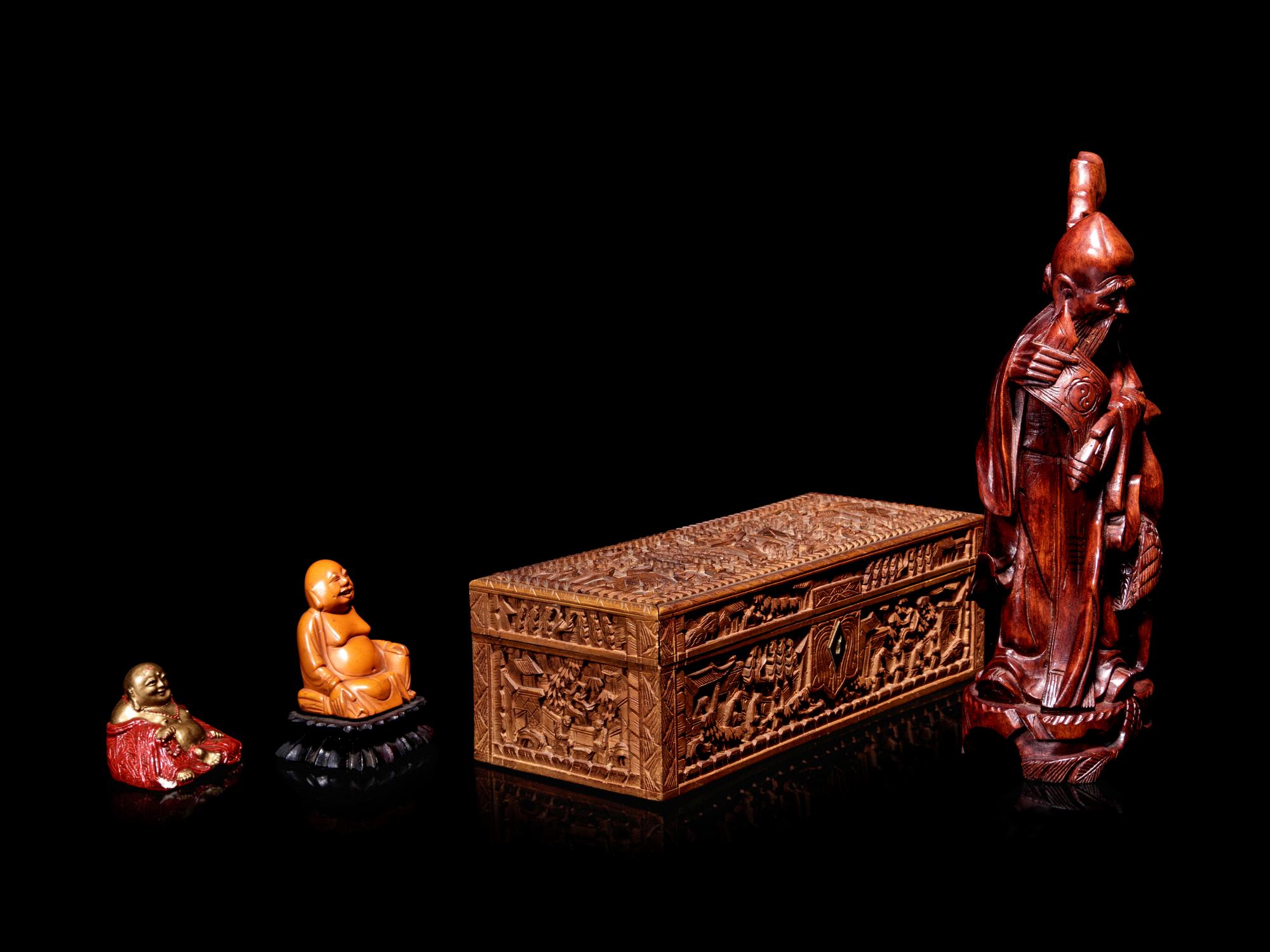 Four Chinese Carved Wood Articles