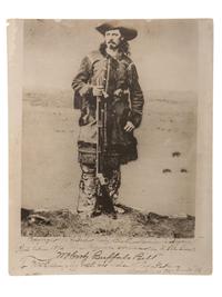 [WILD WEST SHOWS]. A group of 10 items, incl. Western periodicals and enlarged portrait of Buffalo Bill.