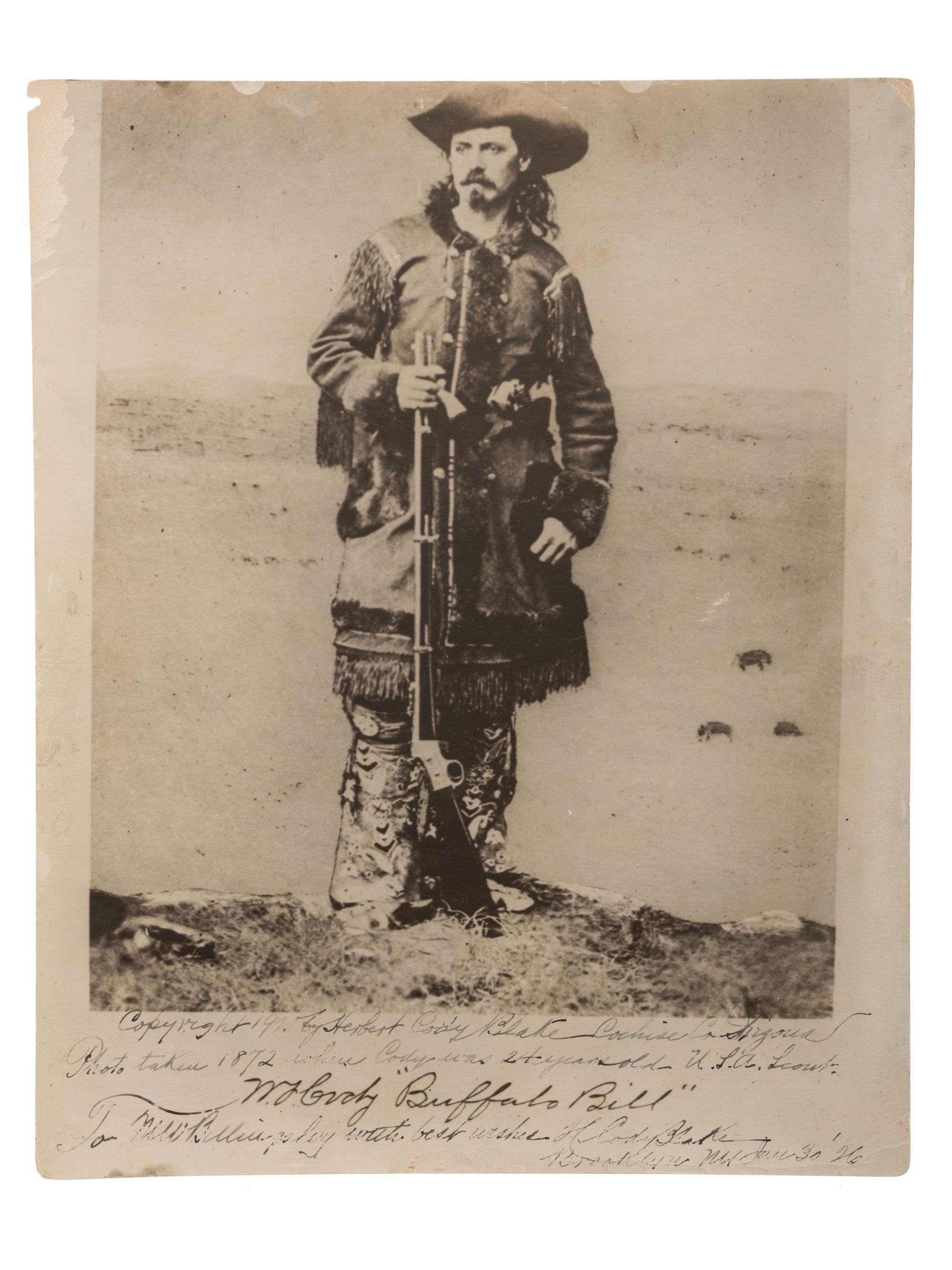 [WILD WEST SHOWS]. A group of 10 items, incl. Western periodicals and enlarged portrait of Buffalo Bill.