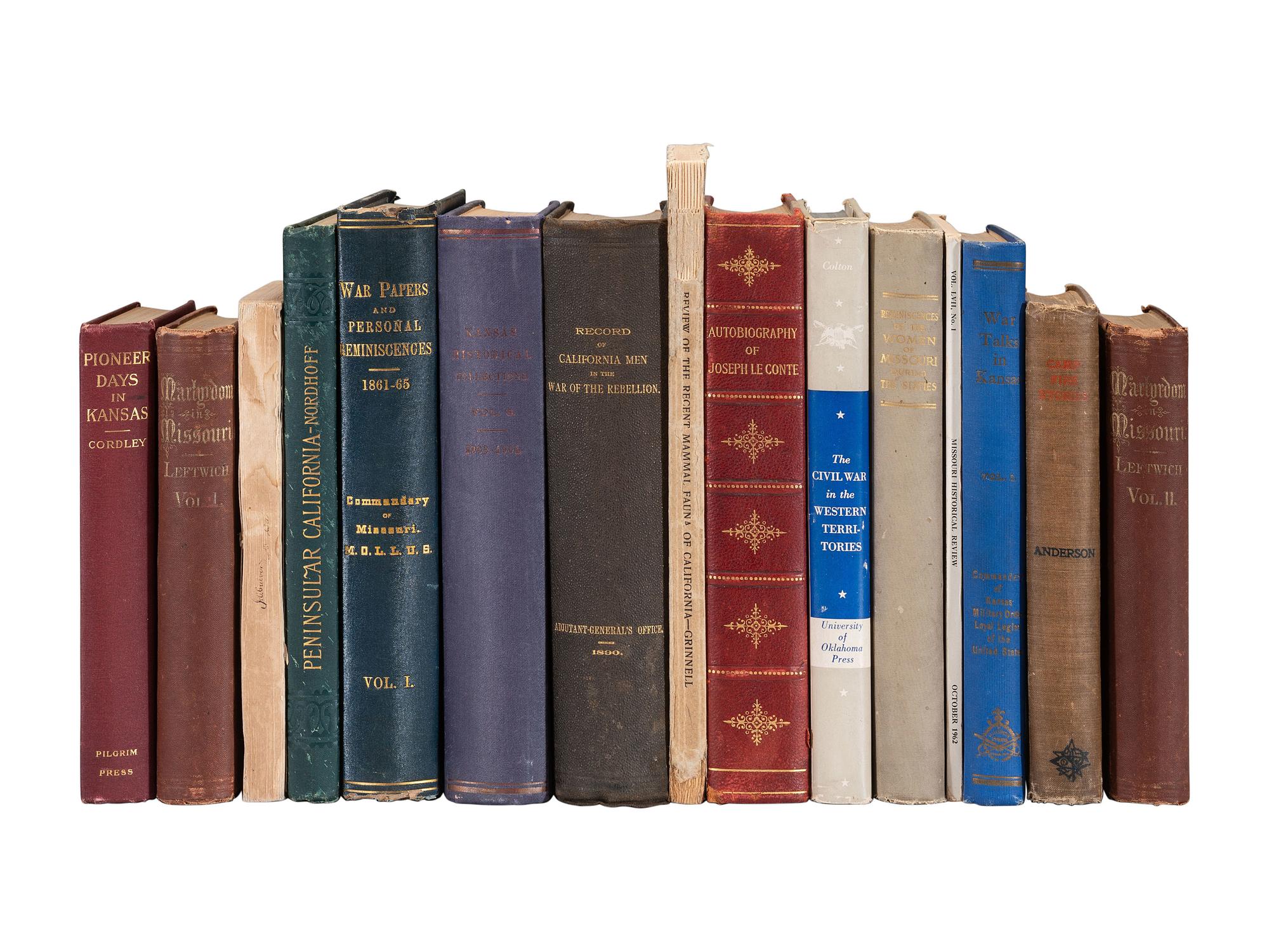 [CIVIL WAR]. Kansas, Missouri, California, & Southwestern histories in 15 volumes.