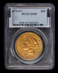 A United States 1873-CC Liberty Head $20 Gold Coin