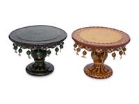 Two MacKenzie-Childs Peanuts Ceramic Cake Stands