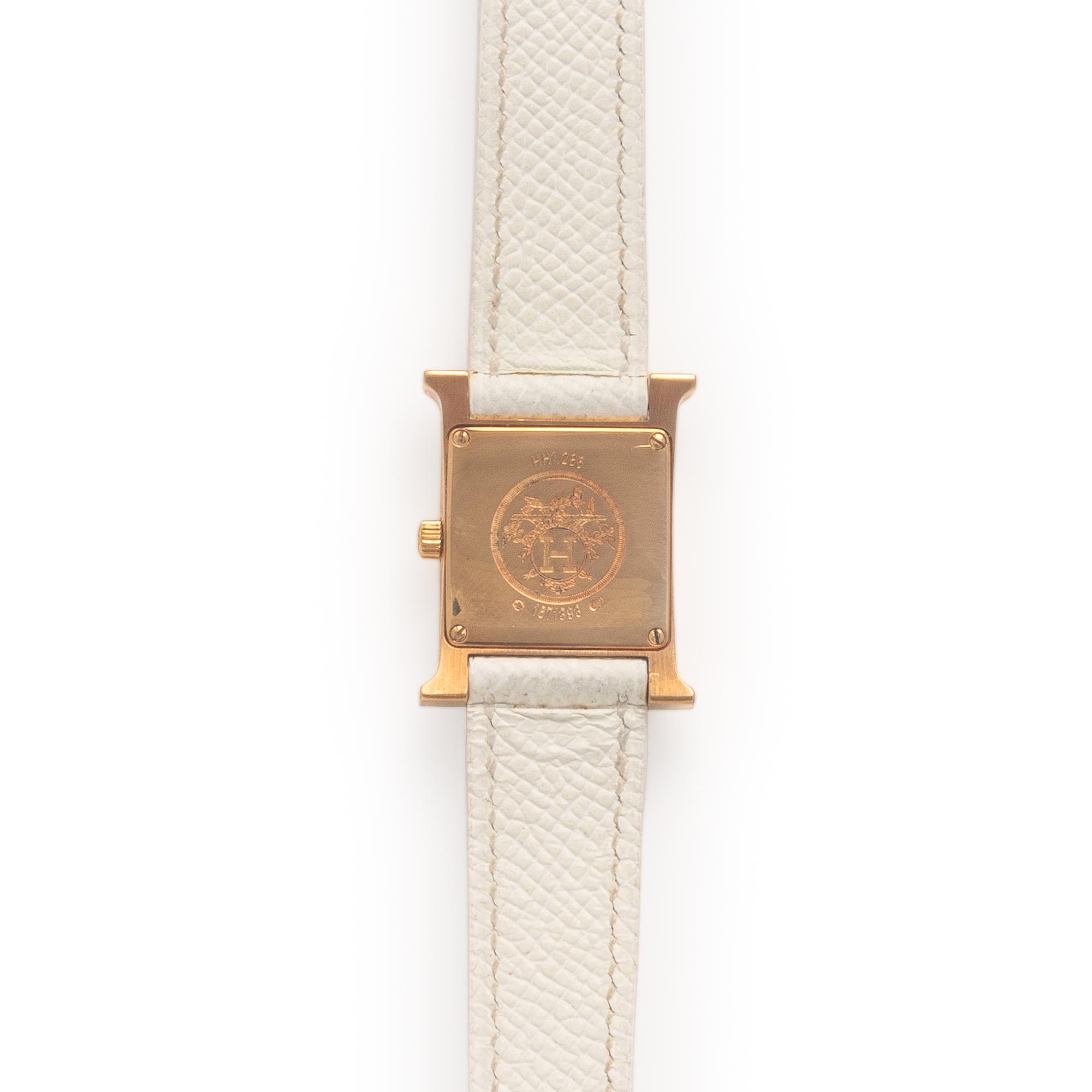 Hermès, Ref. HH1.286, 18K Yellow Gold 'Heure H' Watch with Diamond Bezel, with Box and Extra Strap