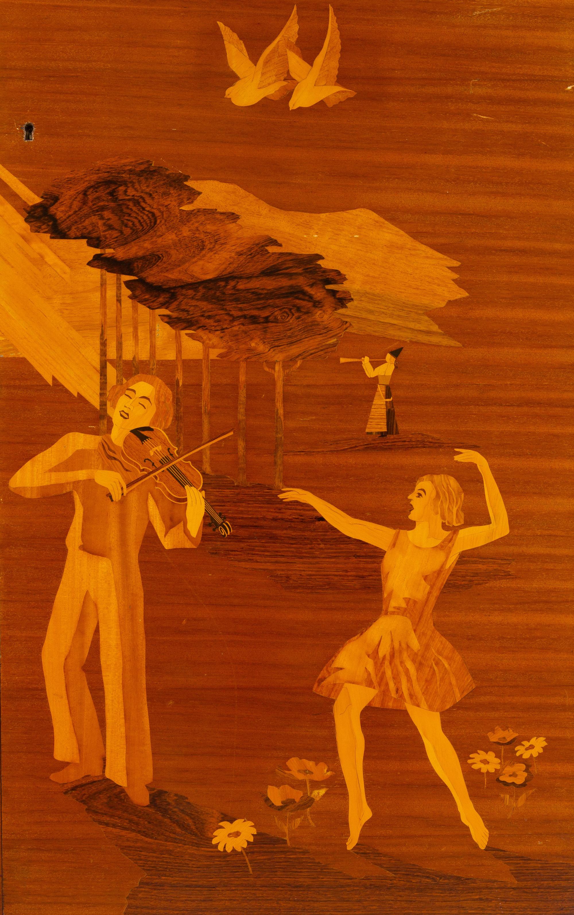 A Continental Marquetry Cabinet