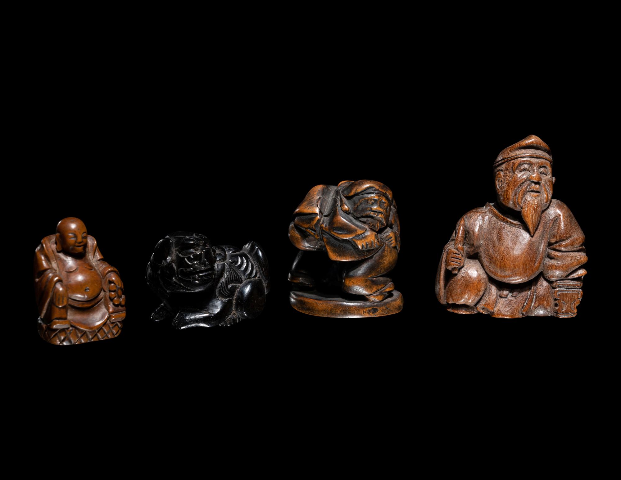Seven Japanese Carved Wood Netsuke