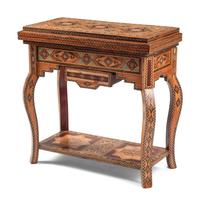 A Levantine Bone and Abalone-Inlaid Mosaic Backgammon Table