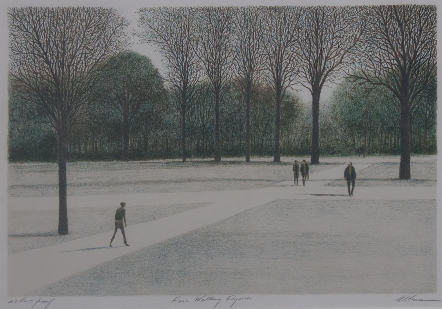 Harold Altman, (American, 1924-2003), Four Walking Figures and Conversation VII (two works)