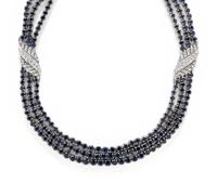 SILVER, SAPPHIRE AND DIAMOND NECKLACE