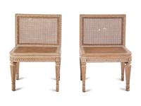 A Pair of Louis XVI Style Caned Slipper Chairs