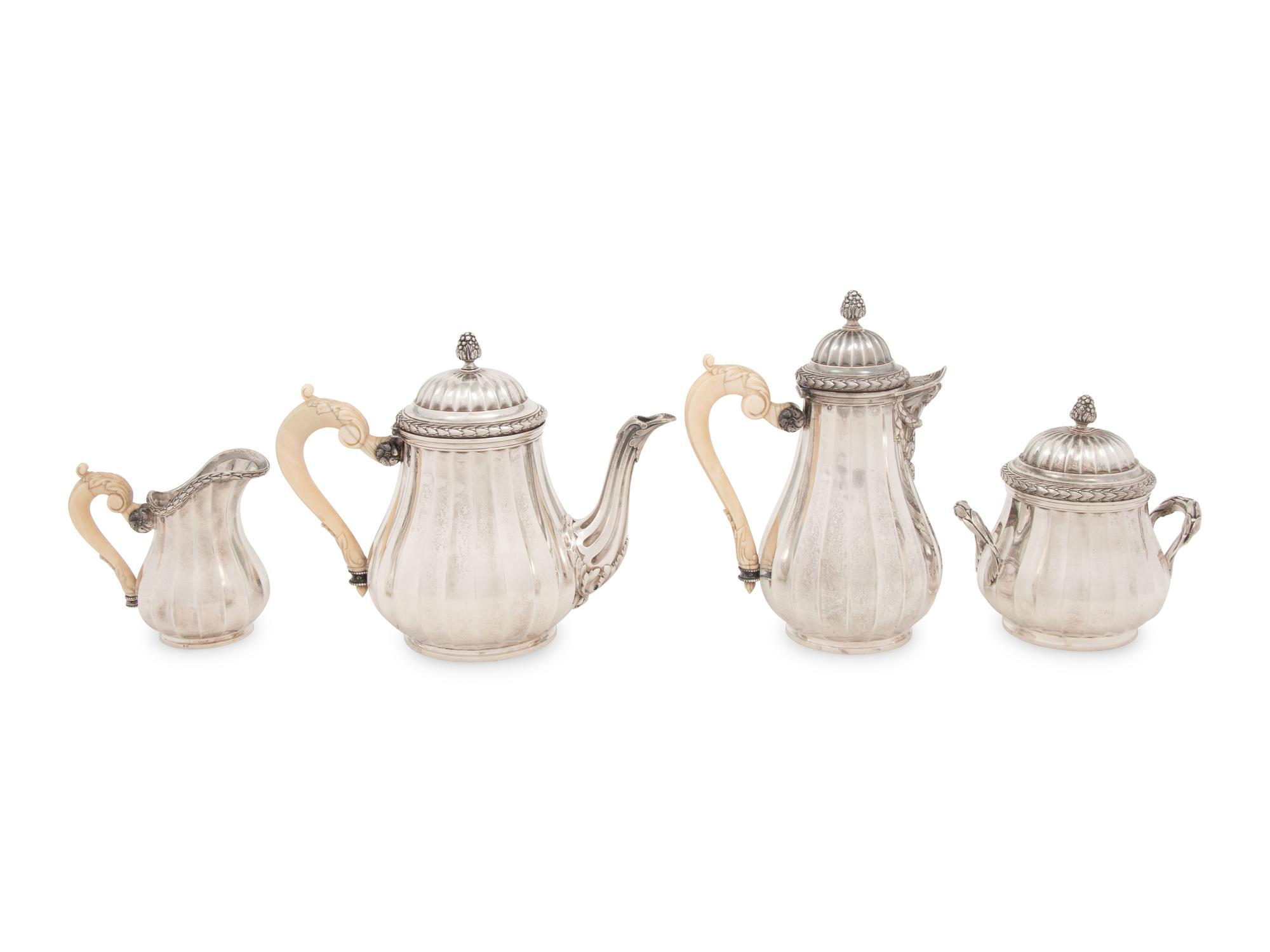 A French Silver Four-Piece Tea Service Retailed by Tiffany and Co.