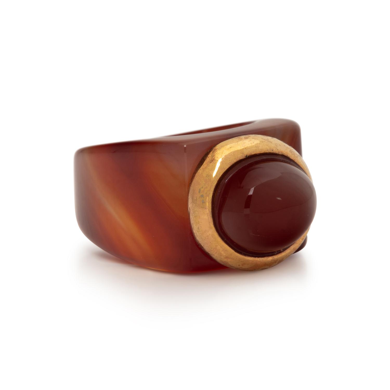 CARNELIAN AND AGATE RING