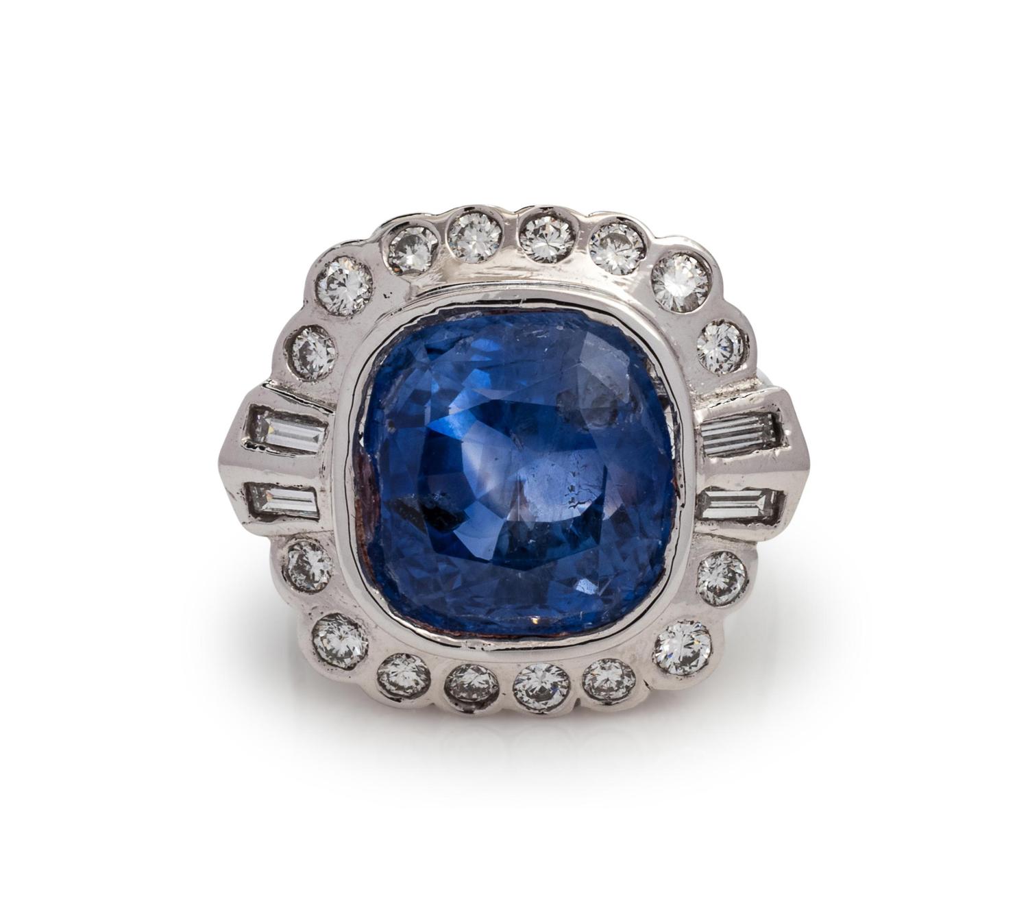 Ceylon Sapphire and Diamond Ring