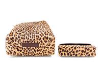 Two Designer Pony Hair Bags: One Céline Leopard Print Tote and One Prada Animal Print Clutch