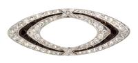 An Art Deco Platinum, White Gold, Onyx and Diamond Pendant/Brooch, 7.40 dwts.
