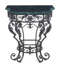 A French Iron and Marble-Top Console Table