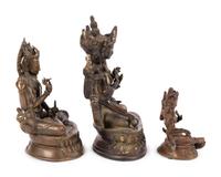 Three Asian Bronze Figures of Bodhisattva