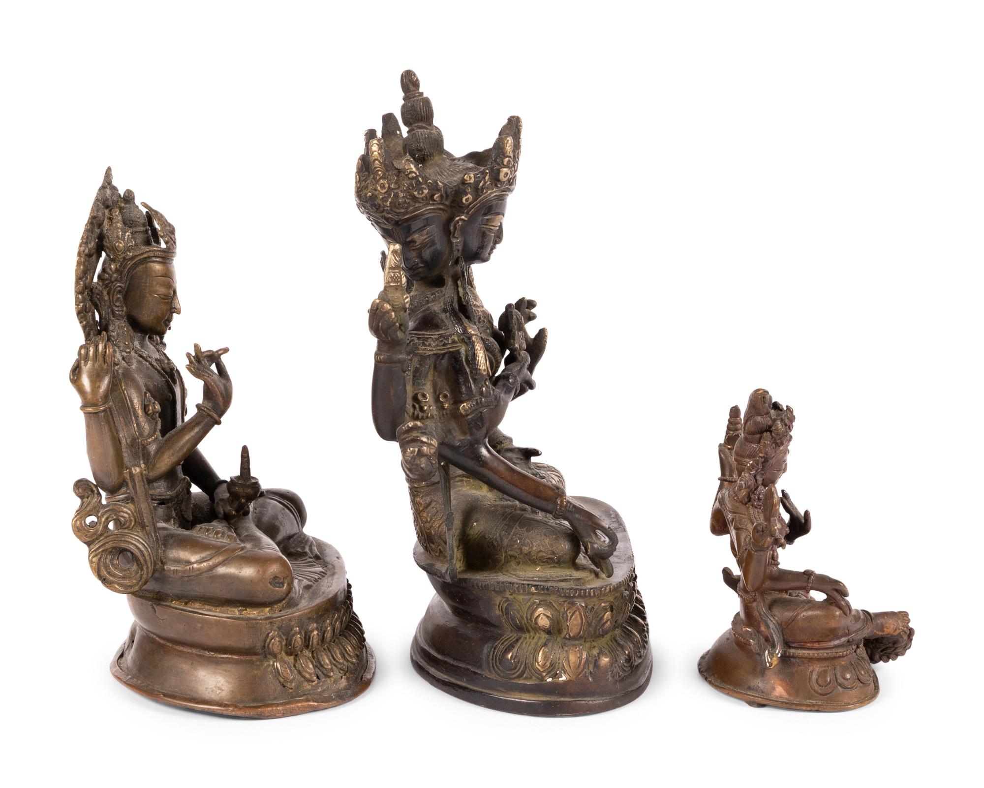 Three Asian Bronze Figures of Bodhisattva