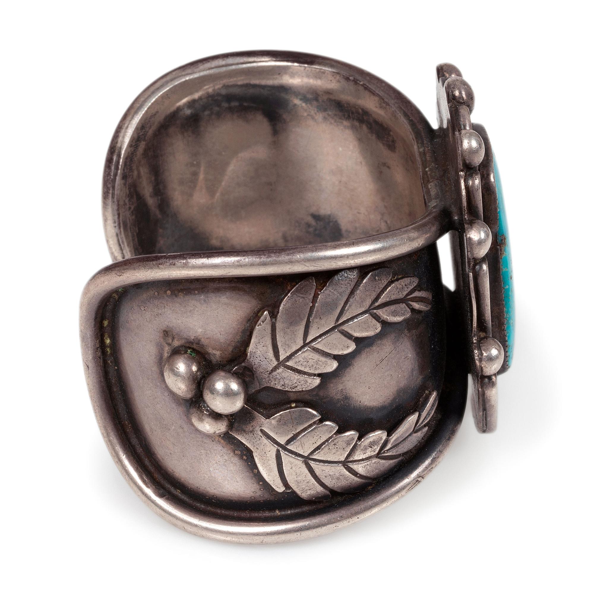 A Navajo Silver and Turquoise Cuff Bracelet