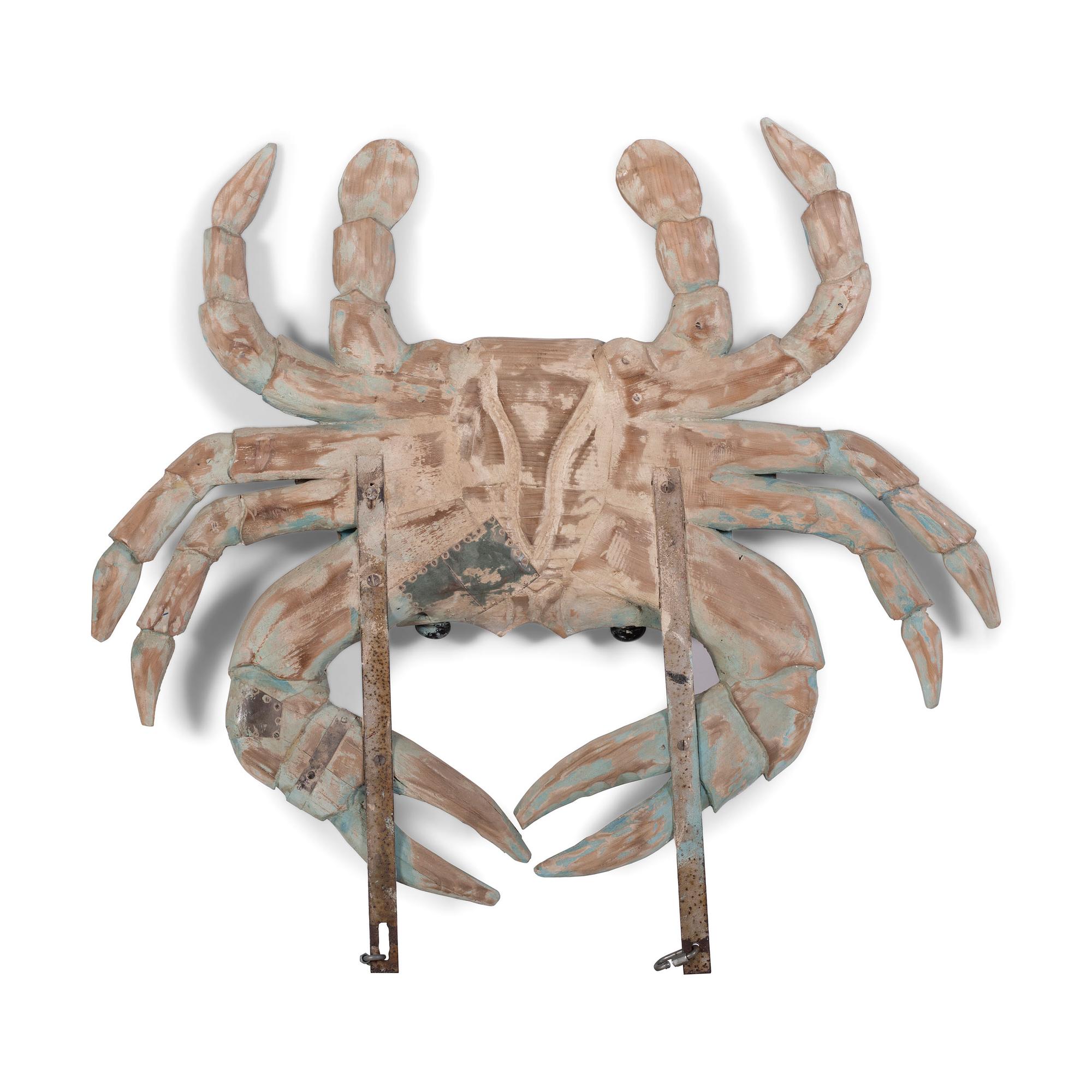 A Carved and Painted Wood Crab-Form Restaurant Sign