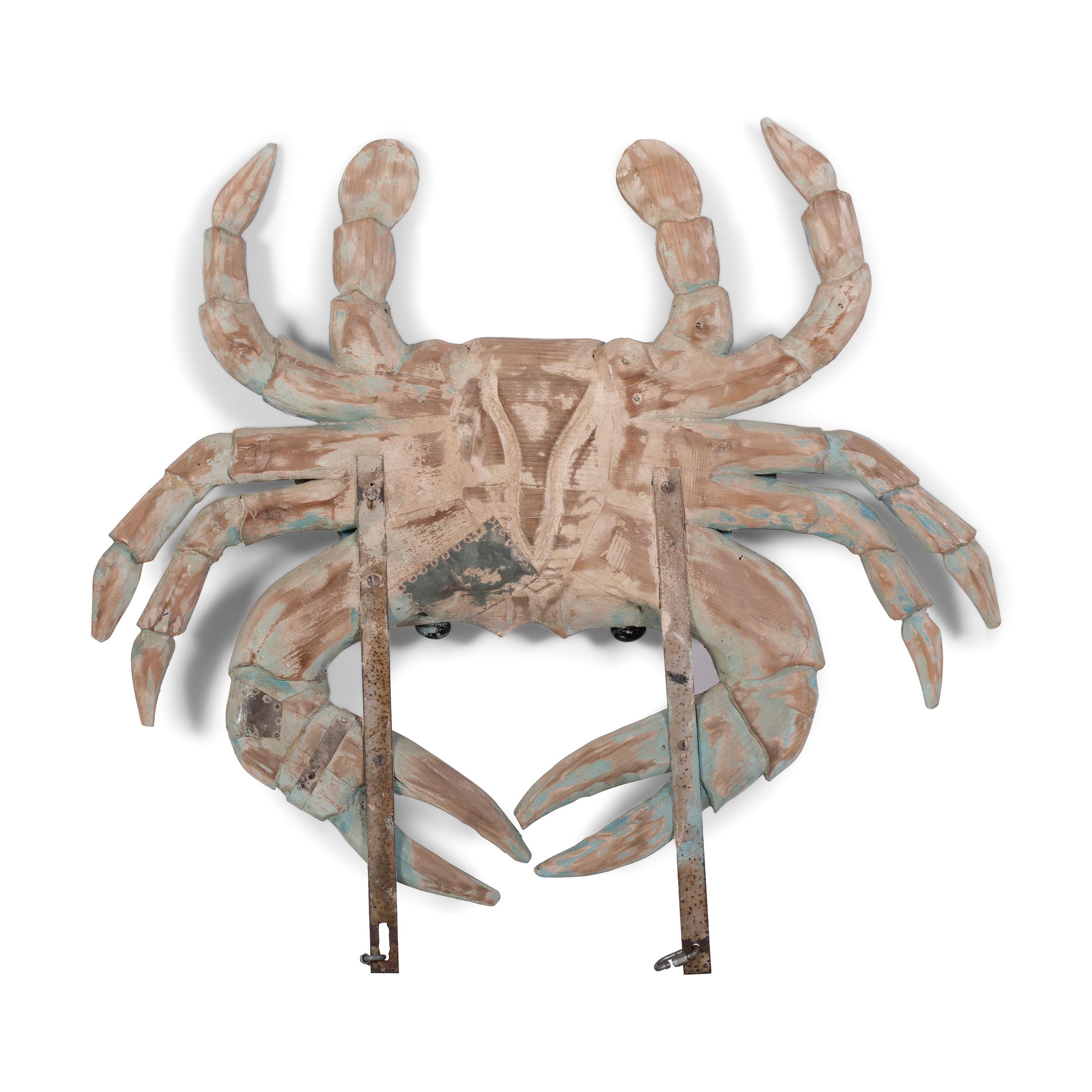 A Carved and Painted Wood Crab-Form Restaurant Sign