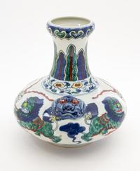 A Chinese Wucai Porcelain Vase Height 9 1/2 inches. — 20TH CENTURY
