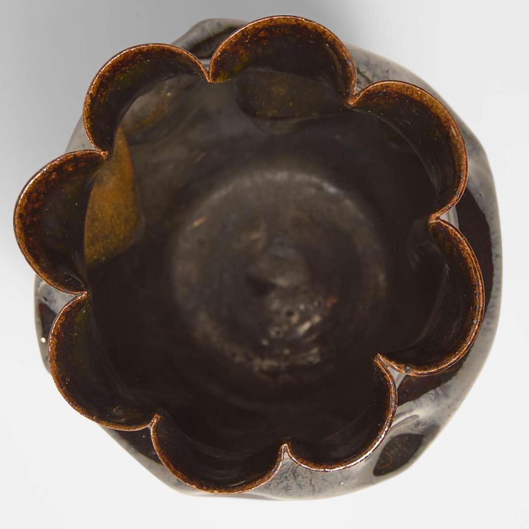 George Ohr (American, 1857-1918) Large Lobed and Dimpled Vase in Metallic Brown Gunmetal Glaze, Biloxi, Mississippi, USA, circa 1897-1900