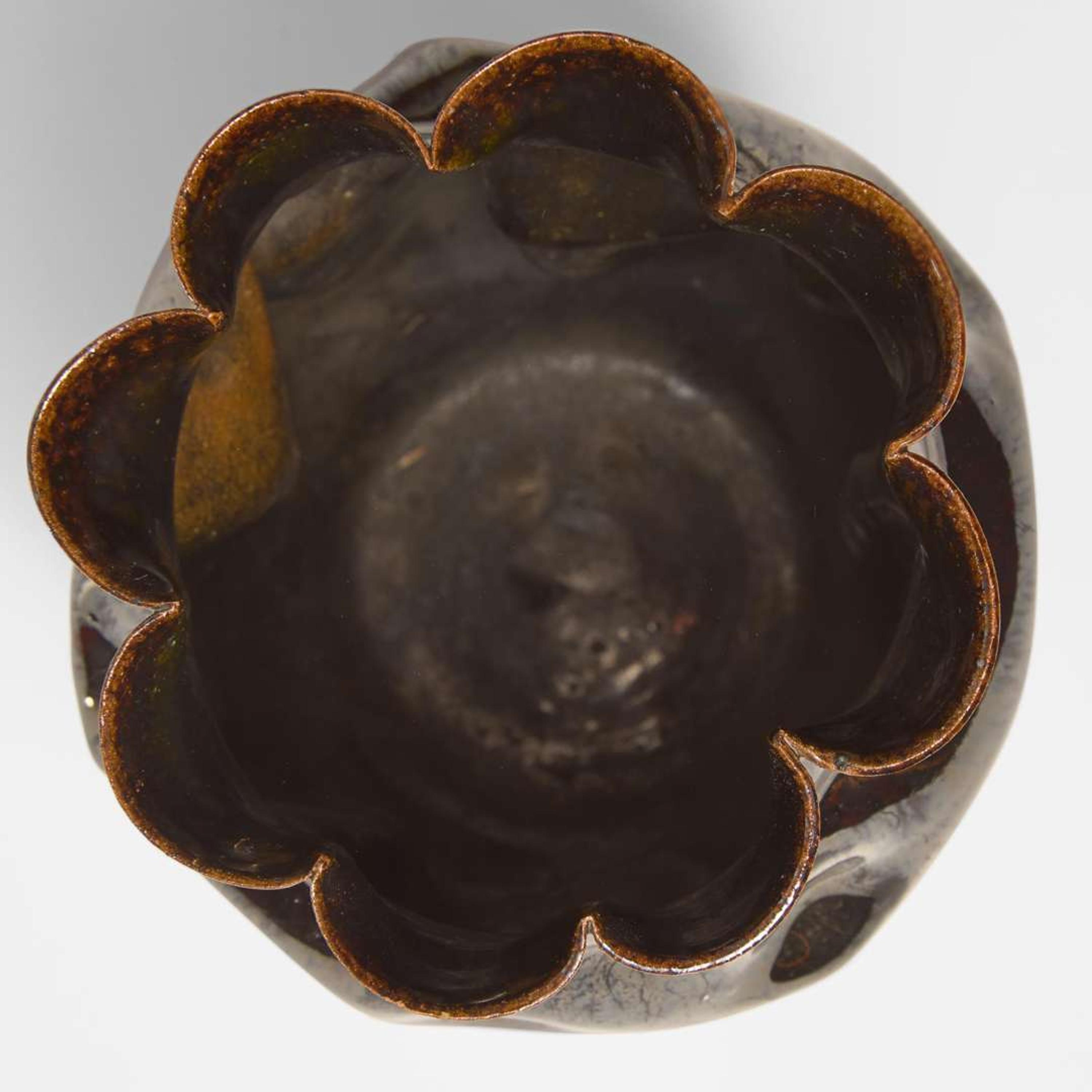 George Ohr (American, 1857-1918) Large Lobed and Dimpled Vase in Metallic Brown Gunmetal Glaze, Biloxi, Mississippi, USA, circa 1897-1900