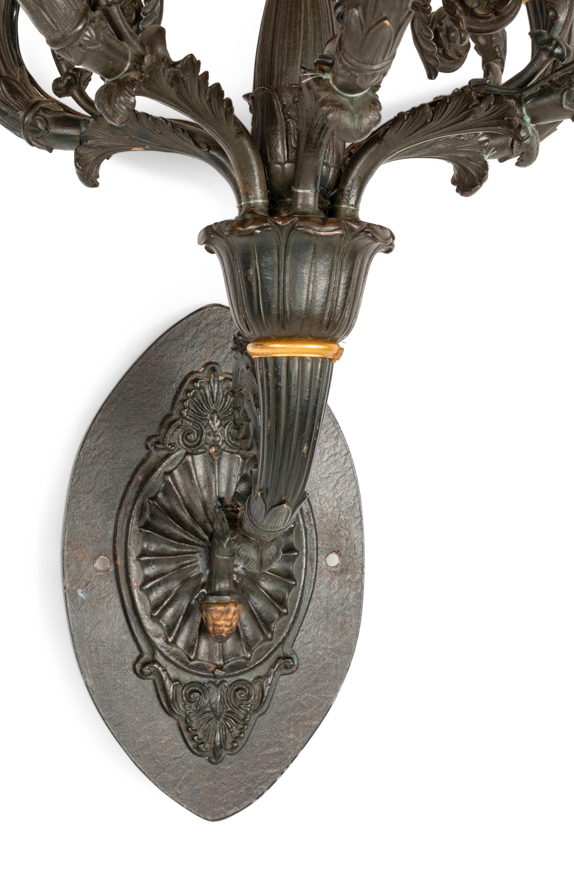 A Pair of Empire Style Bronze Six-Light Sconces