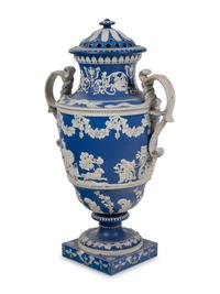 A Large Wedgwood Jasperware Tulip Vase and Cover