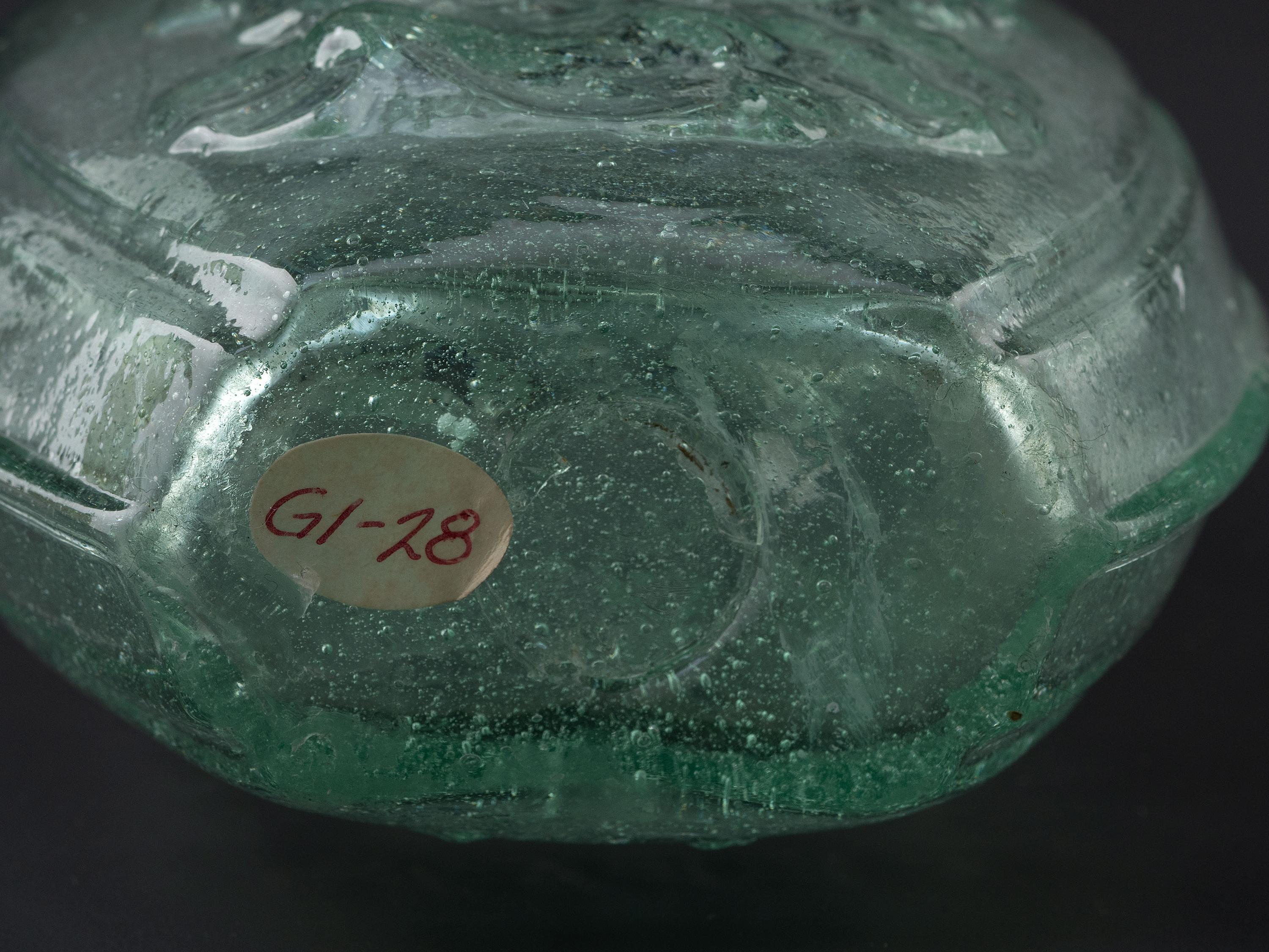 A Molded-Glass New York Flask in Aqua by Albany Glass Works