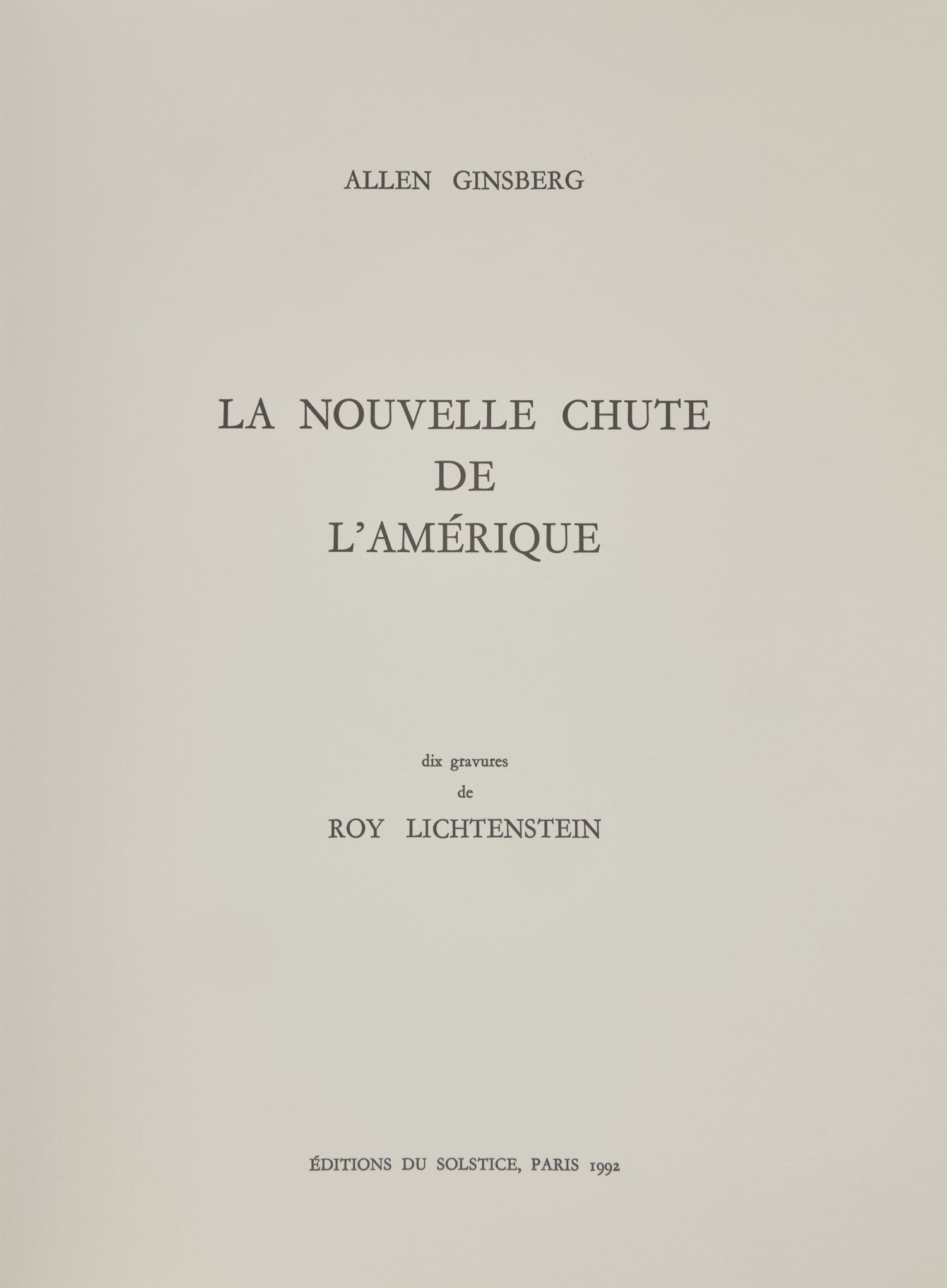 La Nouvelle Chute de l'Amérique (the complete portfolio of ten with text by Allen Ginsberg and portfolio case), 1992