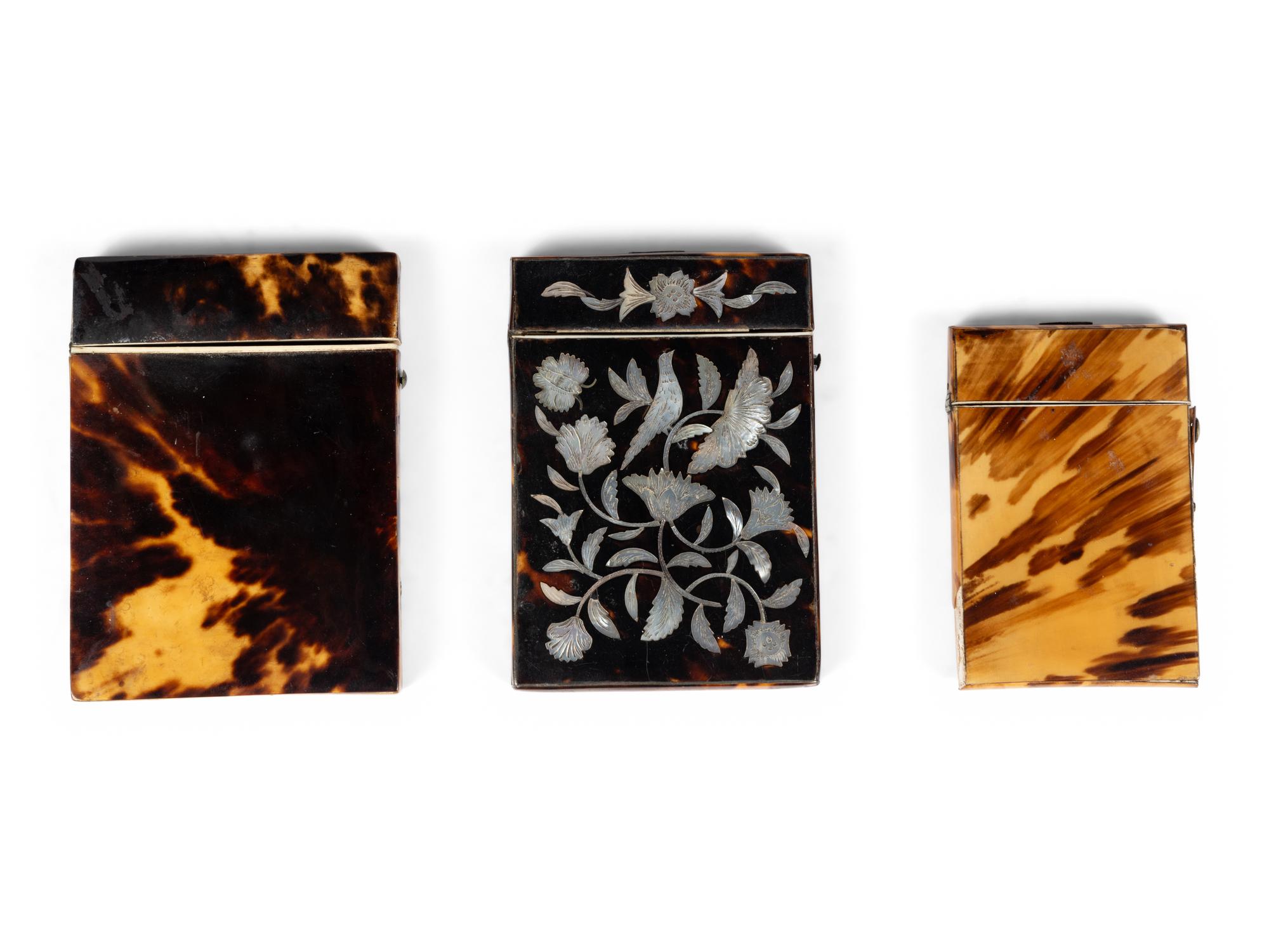 Three English Tortoise Shell Card Cases